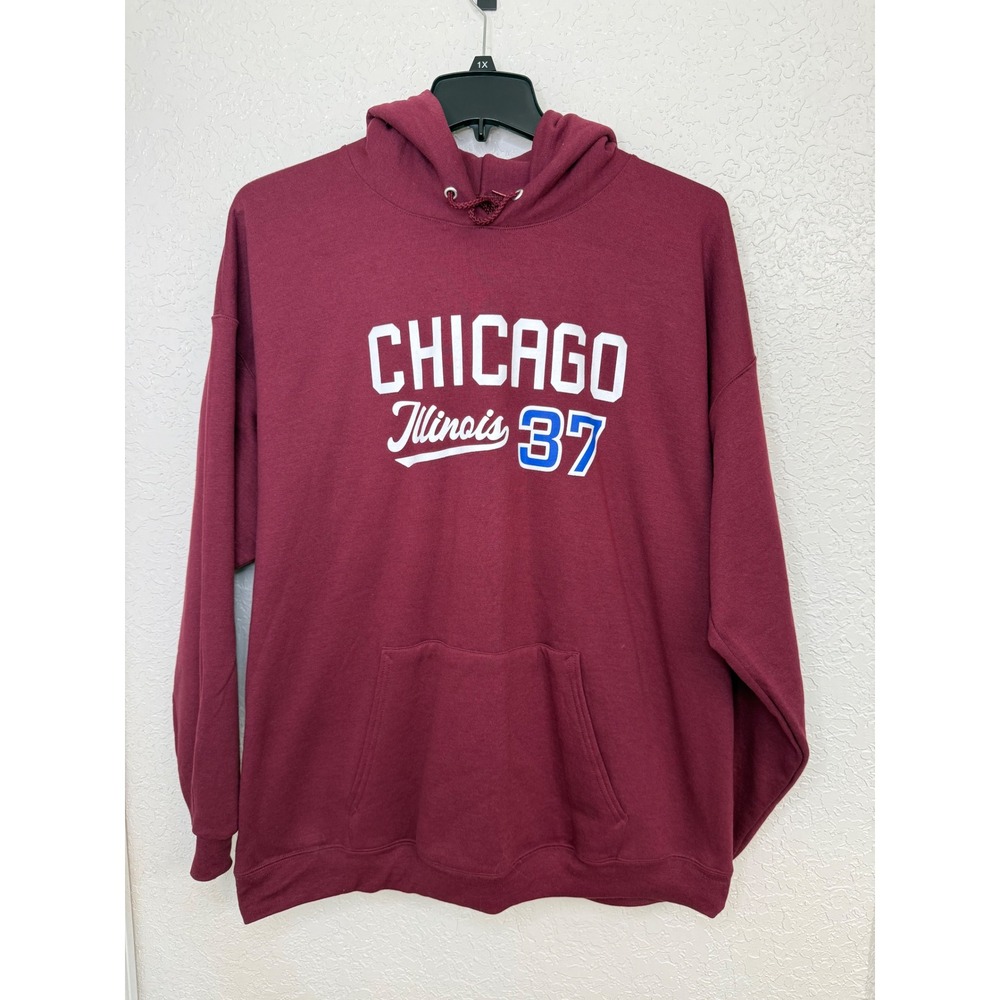 Maroon Chicago Illinois 37 Graphic Hoodie Sweatshirt Men's Size XL‎